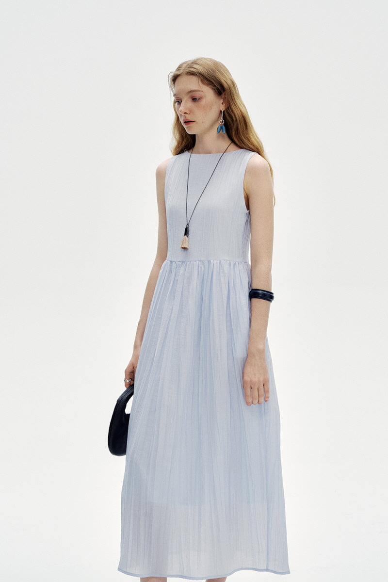 Three-Dimensional Pleated Sleeveless Dress