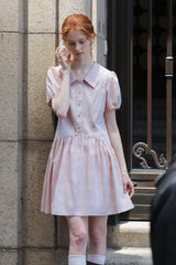 Smudge Puff Sleeve Shirt Dress