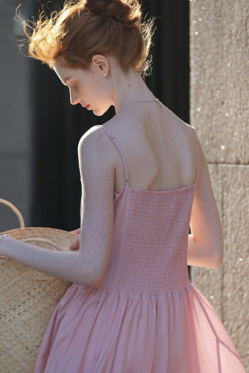 Shirred Cinched Waist Slip Dress