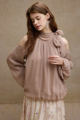 Shaved Shoulder Strap Flower Bud Top