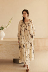 French Botanical Print Loose Shirt