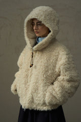 Curly Hooded Plush Jacket