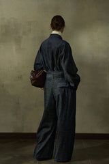 Adjustable-Strap Two-Tone Loose Slacks