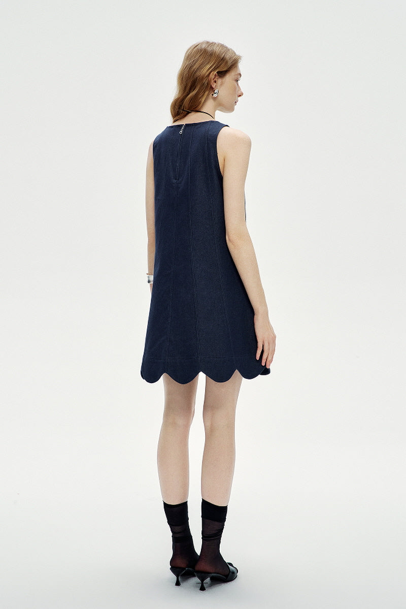 Petal Hem Sleeveless Vest Dress