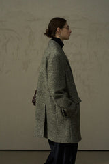 Textured Herringbone Lapel Coat