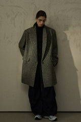 Textured Herringbone Lapel Coat