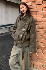 Belted Buckle Jacket Coat