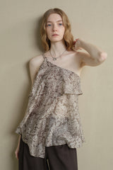 Irregular Strap Ruffle Top
