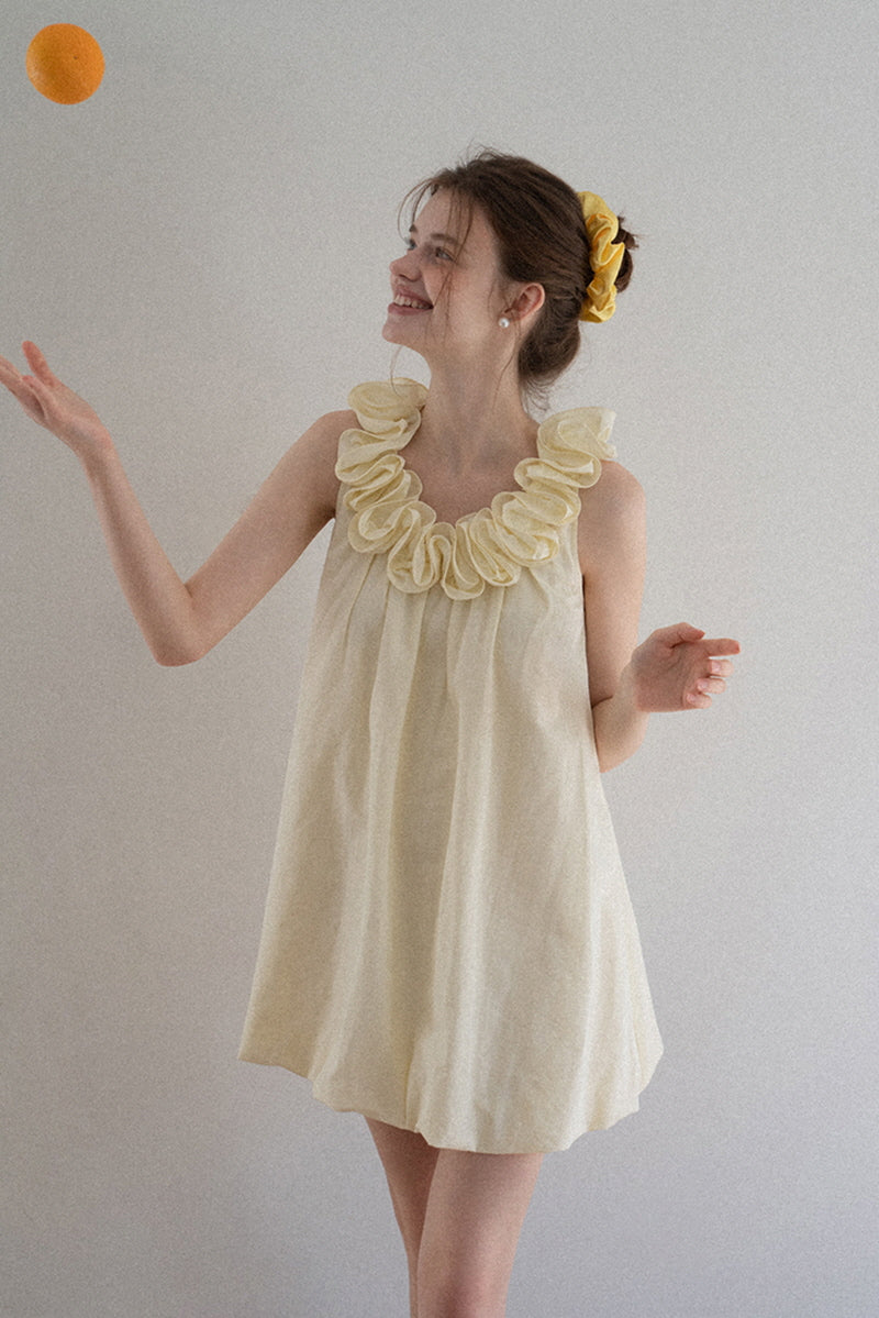 Three-Dimensional Lace Collar Puffy Dress