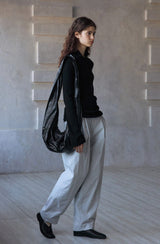 Pleated Curved Slacks