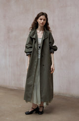 Bat Sleeve Stand-Up Collar Loose Long Trench Coat