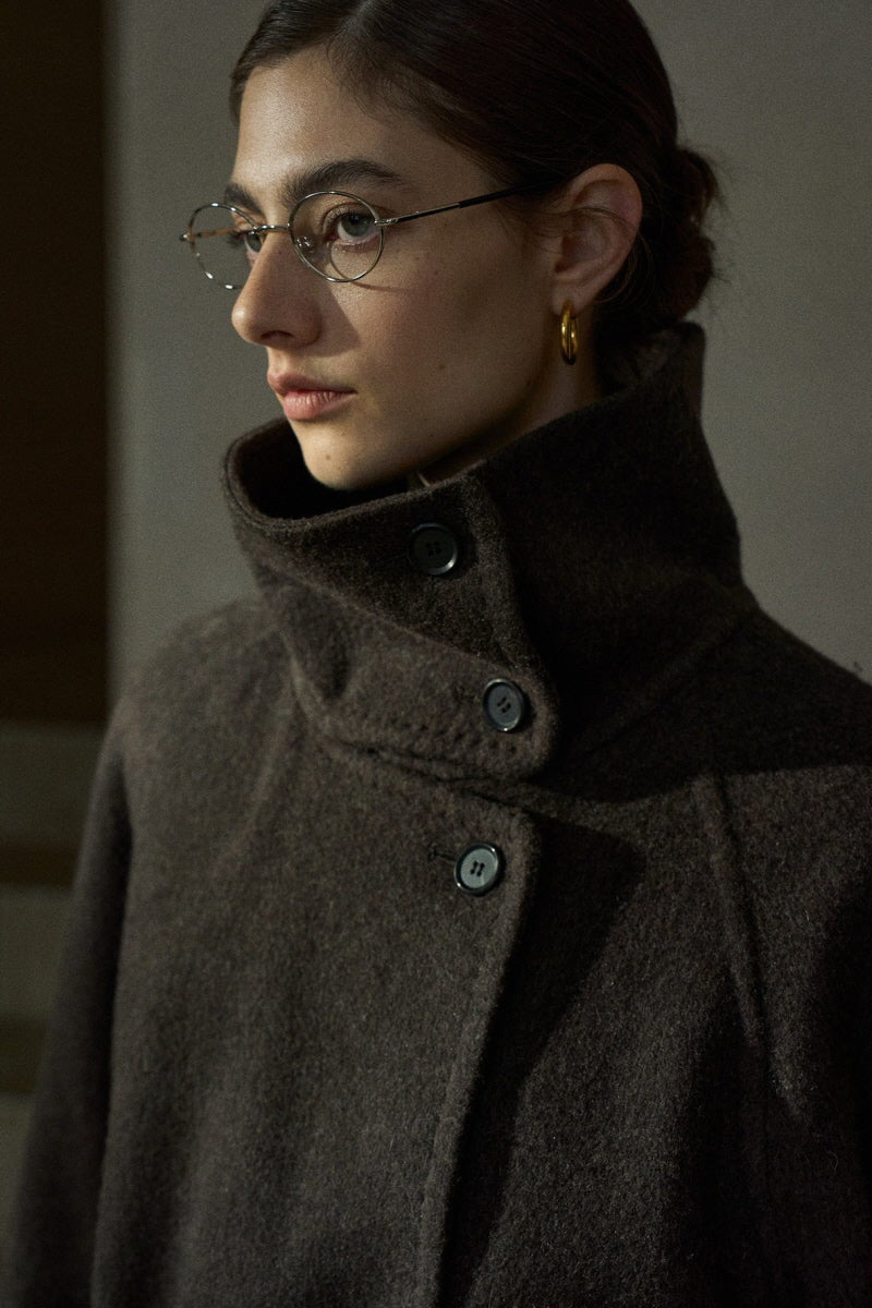 High-Neck Double-Breasted Reversible Coat