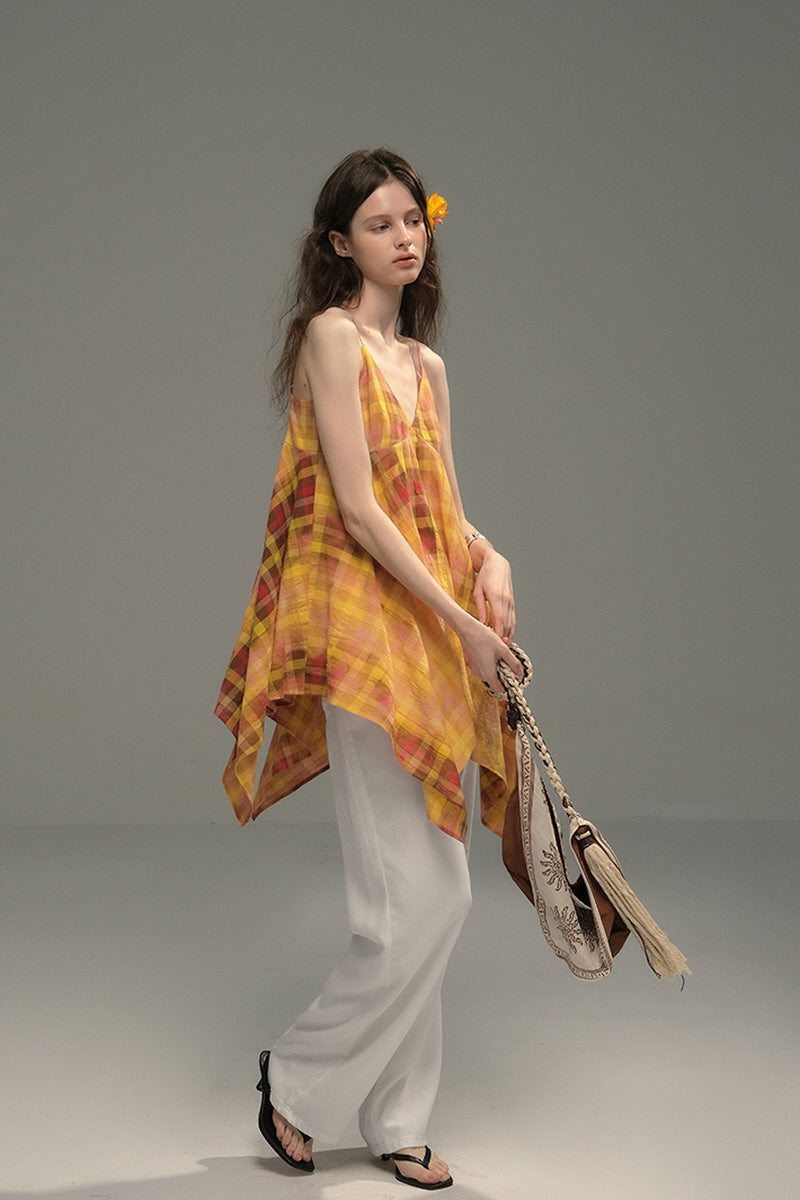 Irregular Check Camisole Top