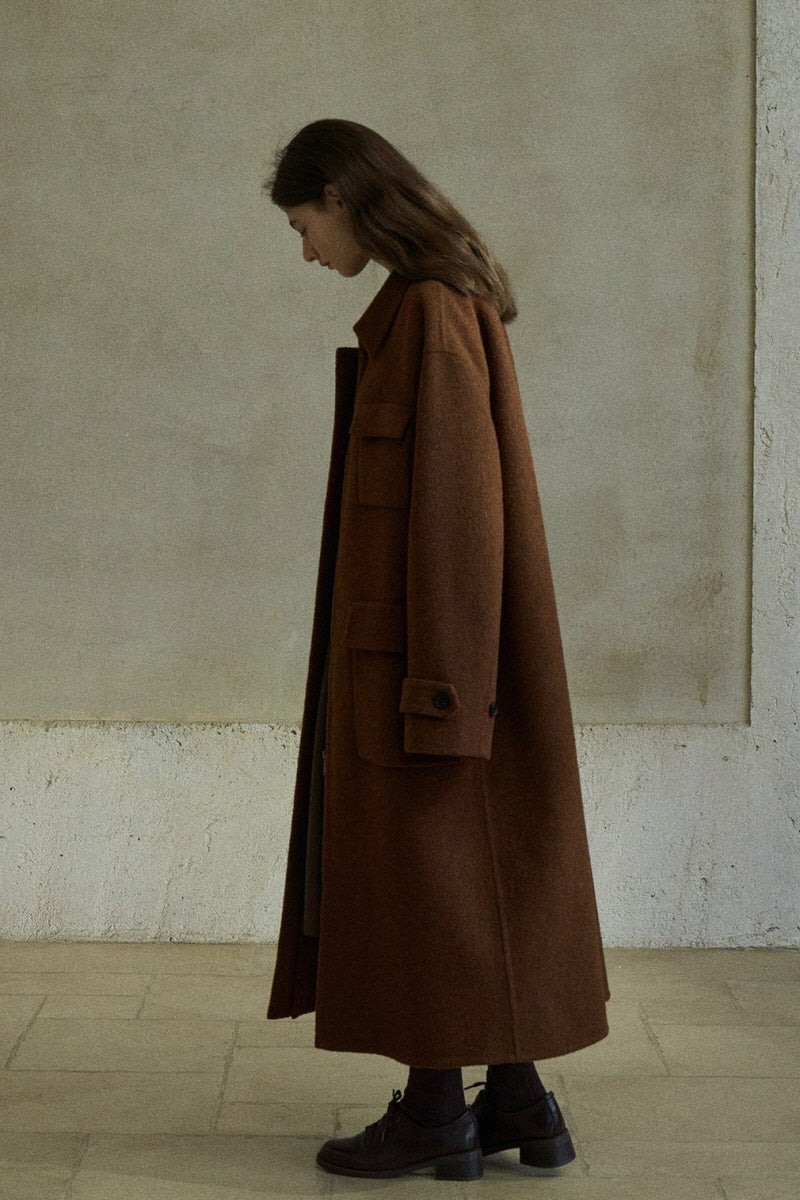 Hooded Lapel Loose Long Coat