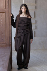 Pleated Wide-Leg Slacks
