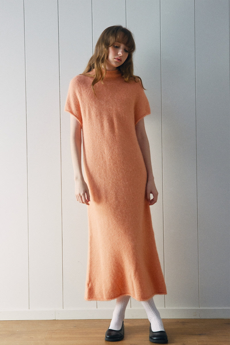 Semi-High Neck Slim Long Seamless Maxi Dress