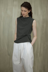 French Stand Collar Sleeveless Blouse