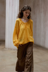 Drawstring Loose Pullover Sweater