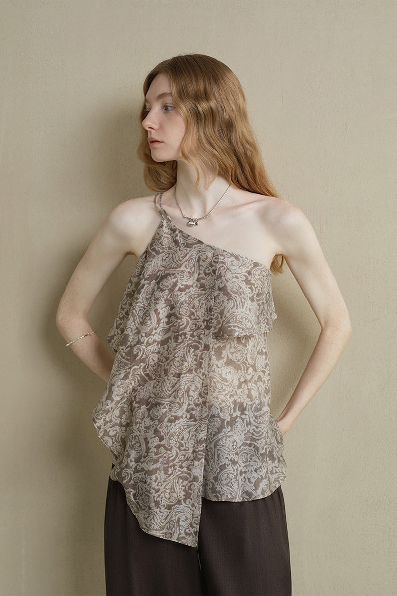 Irregular Strap Ruffle Top