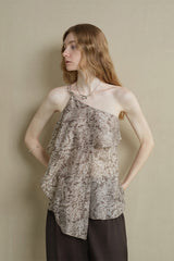 Irregular Strap Ruffle Top