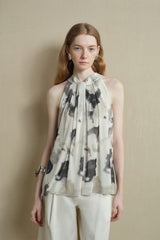 Twisted Pleated Halterneck Vest