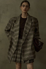Pleated Retro Plaid Skirt