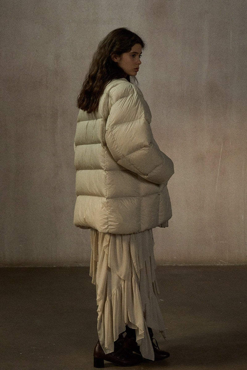 Quilted Crew Neck Down Jacket