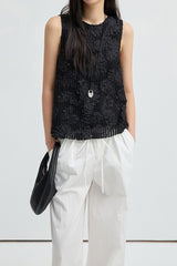 Three-Dimensional Hollow Embroidery Sleeveless Top