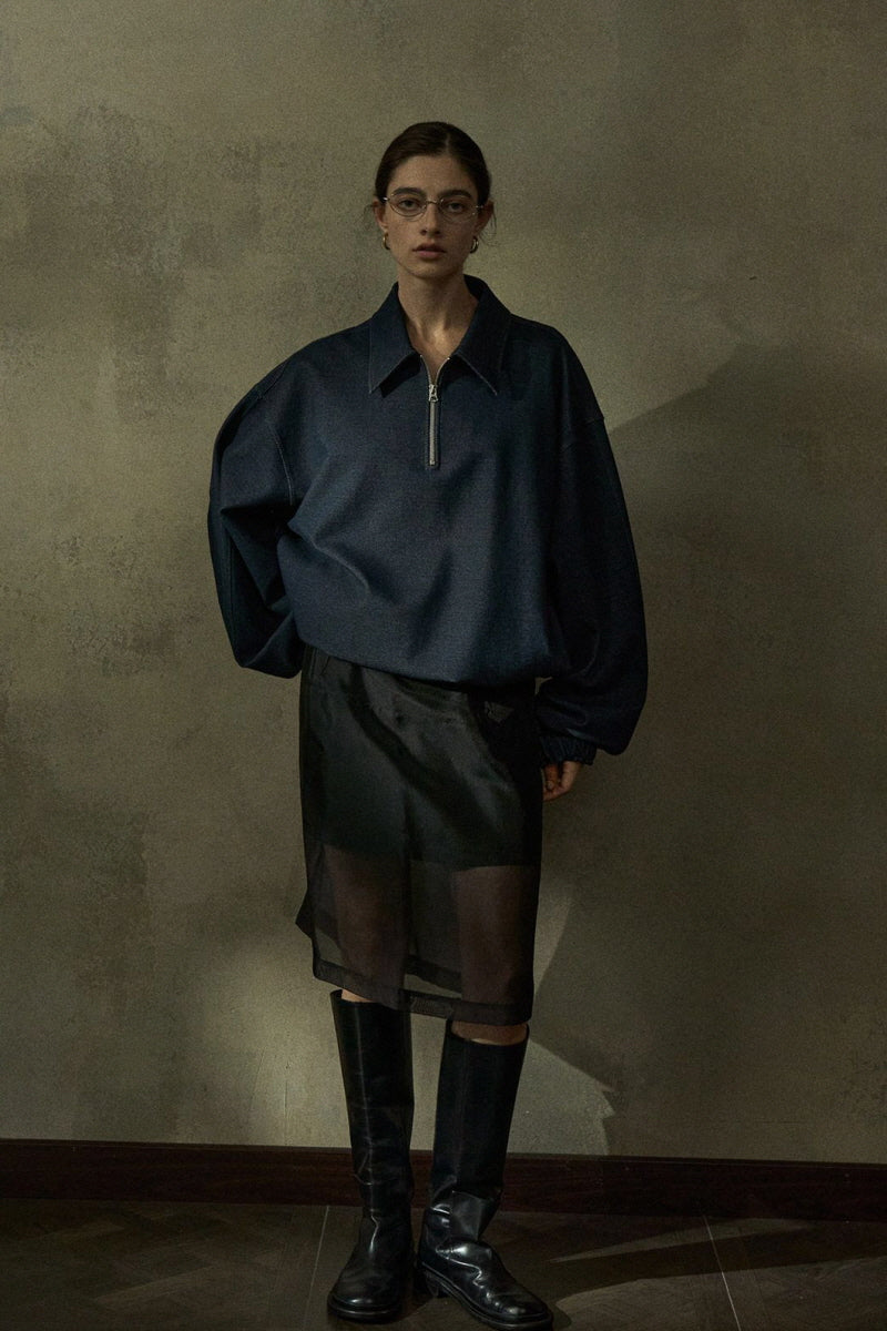 Low-Waisted Sheer Simple Skirt