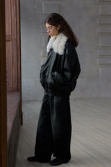Detachable Fur Collar Bomber Jacket