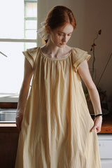 Small Fly Sleeve Lace-Up Loose Dress