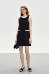 Contrast Back Bow Short Dress