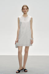 Asymmetric Jacquard Sleeveless Dress