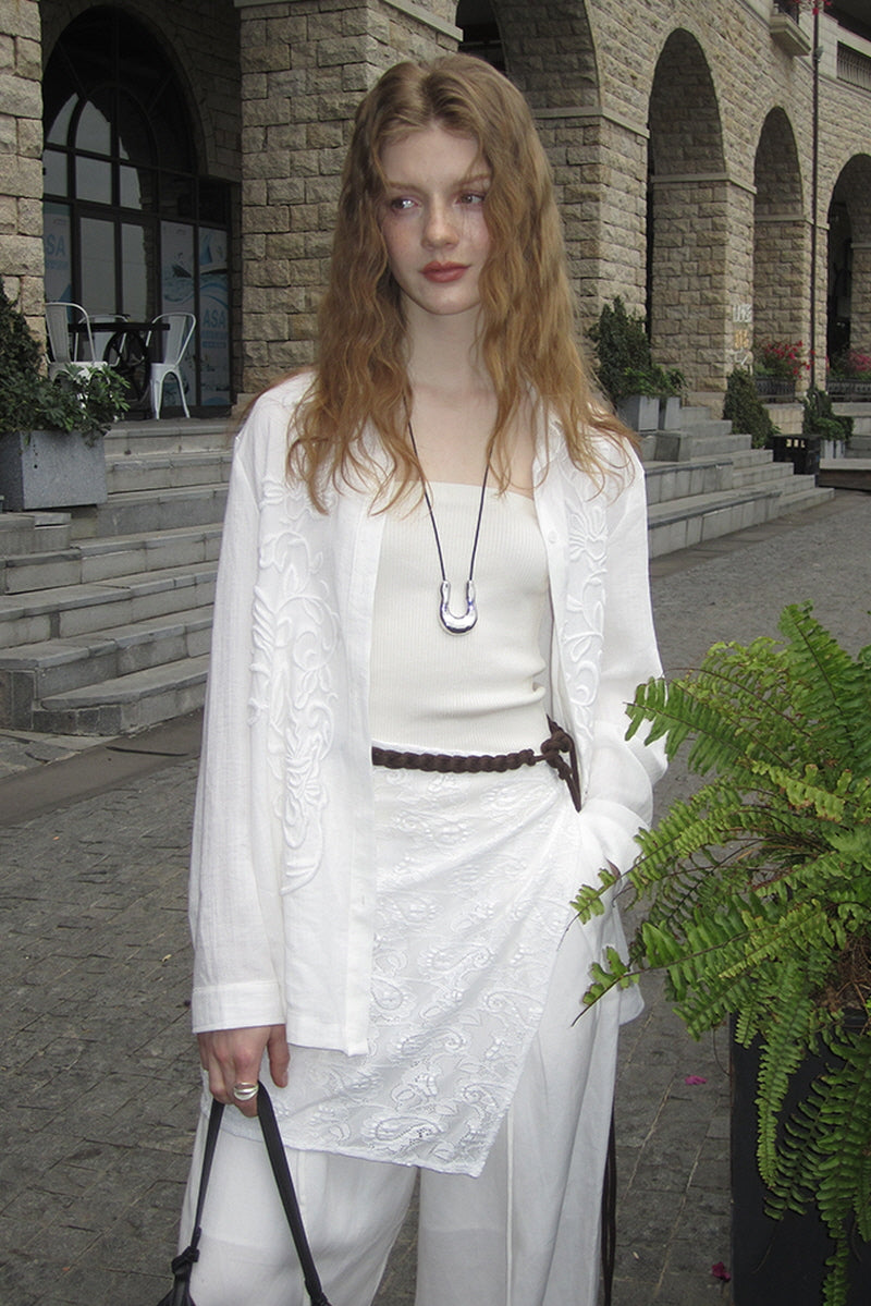 Vintage Loose Fit Embroidered Shirt