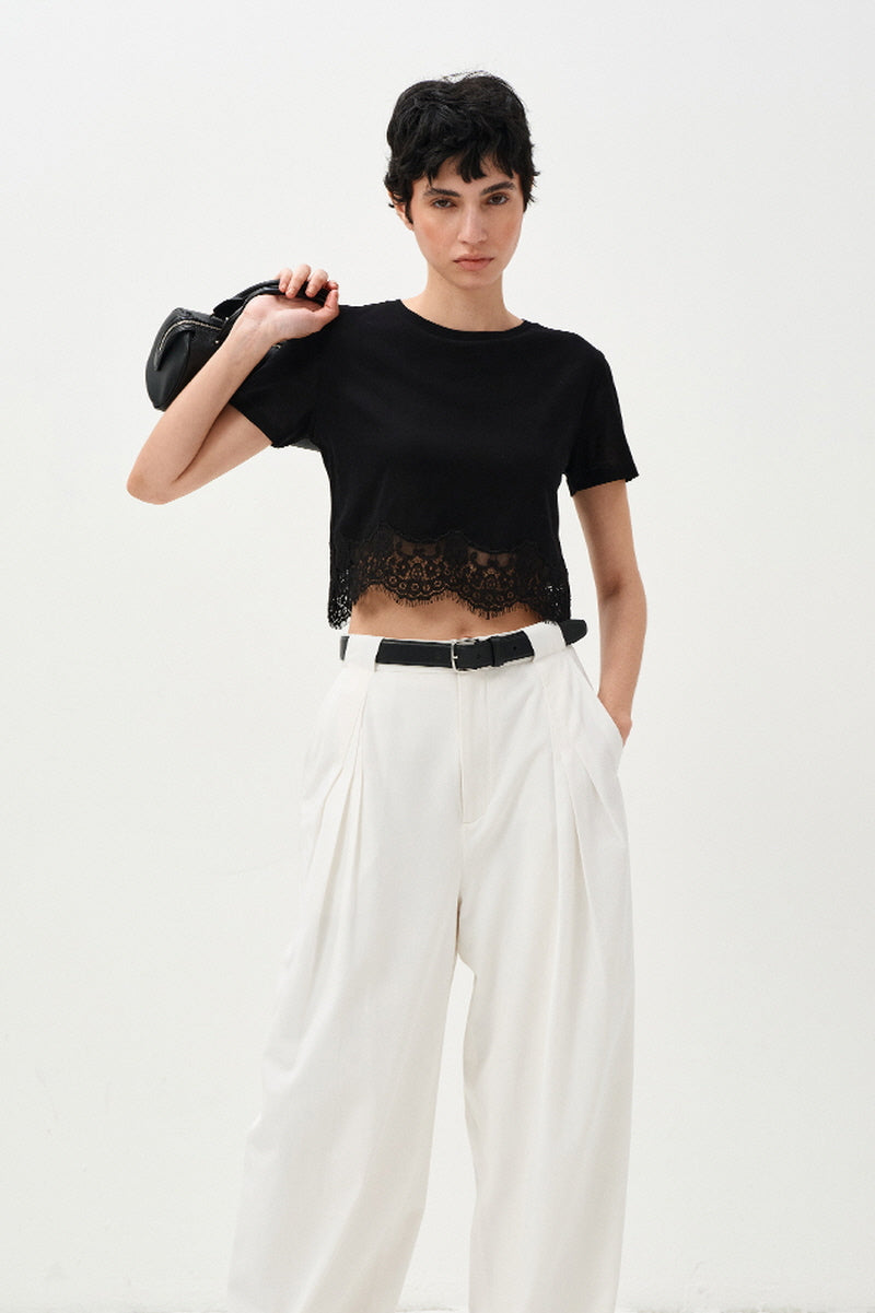 Pleated Straight-Leg Suit Pants