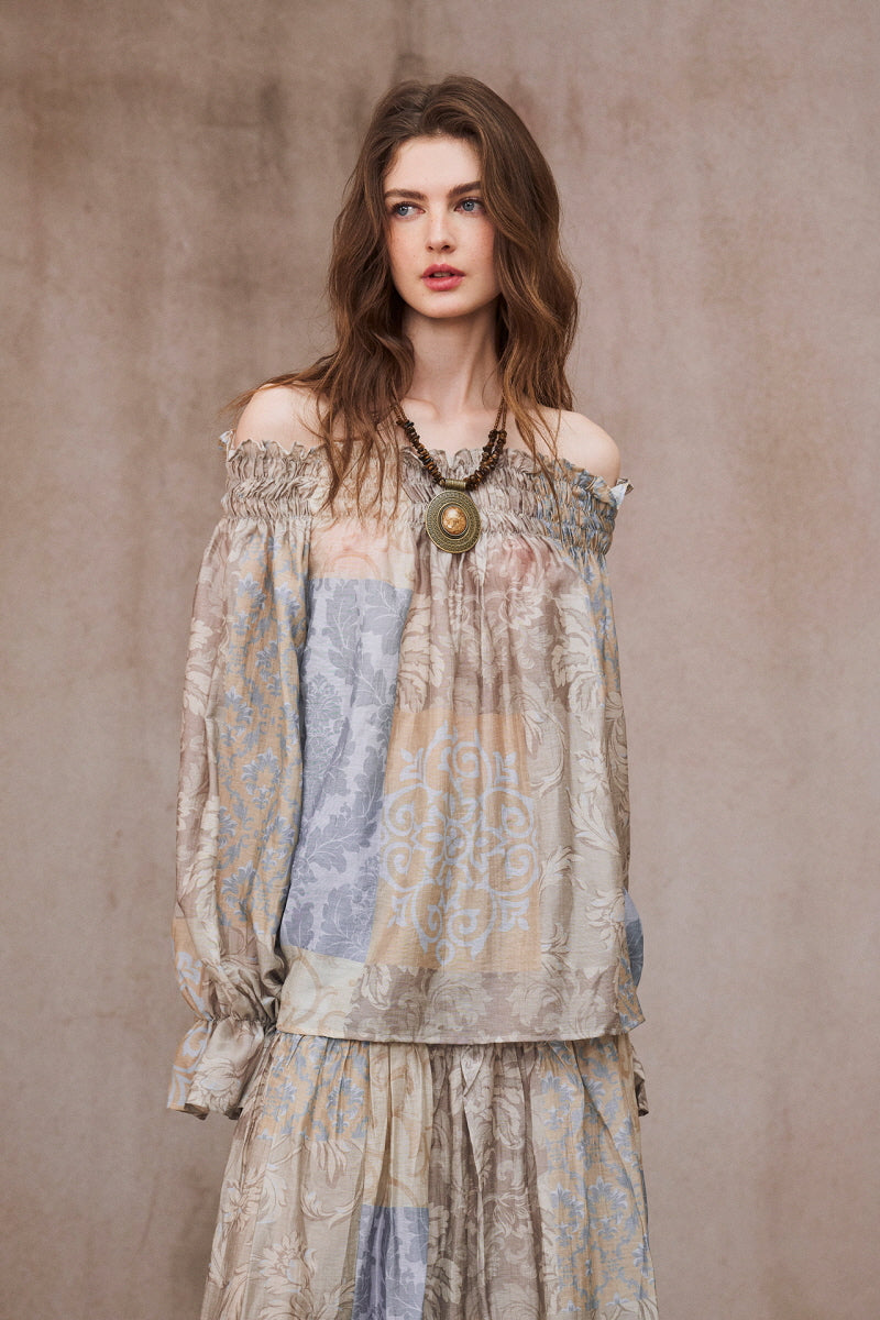 French Vintage Haze Blue Skirt