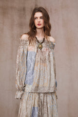 French Vintage Haze Blue Skirt