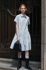 Deconstructed Short-Sleeved Shirt Dress