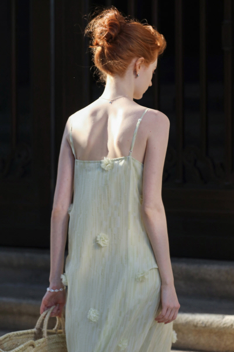 Three-Dimensional Relief Square Neck Slip Dress
