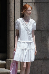 V-Neck Lace Cake Dress