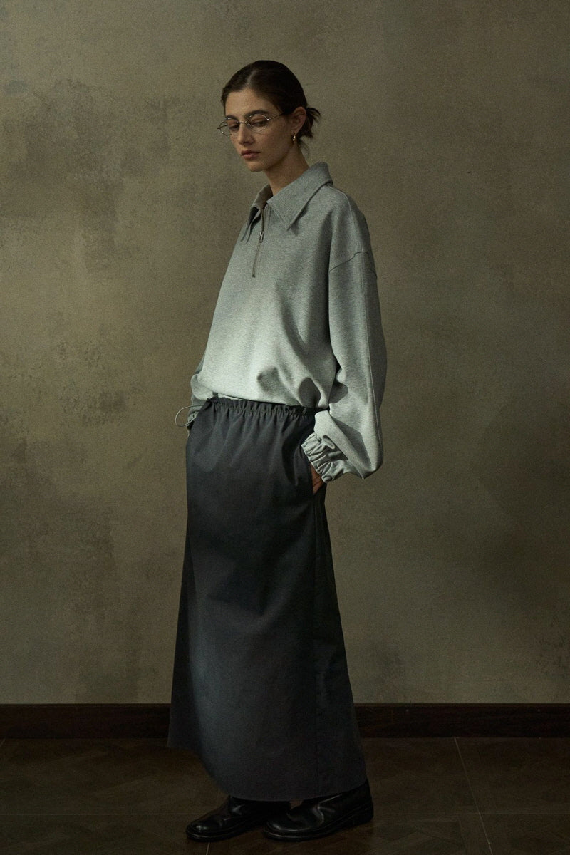 Lapel Loose Dropped Shoulder Sweatshirt