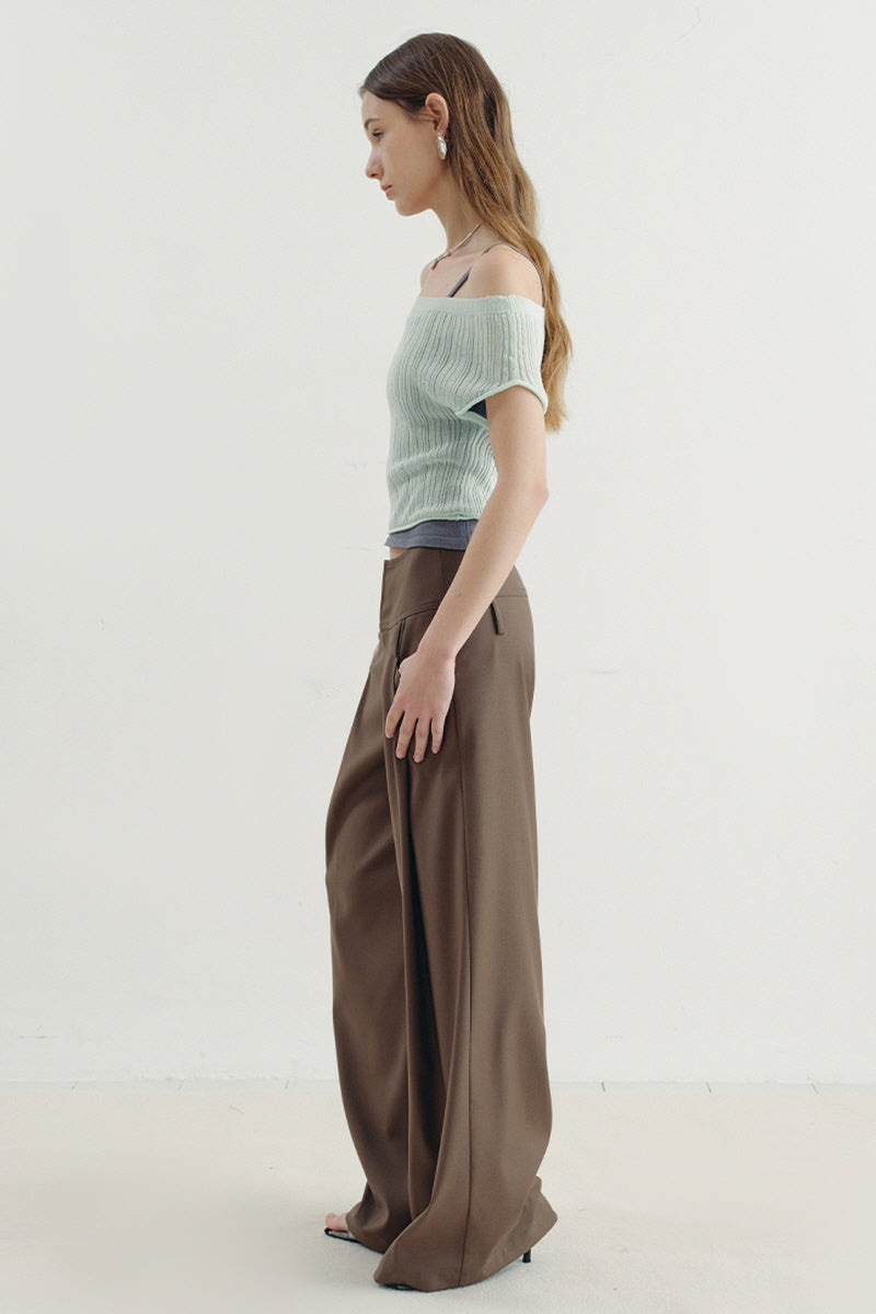 One-Shoulder Off-Shoulder Knit Two-Piece Top