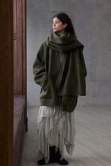 Long Scarf-Collar Two-Piece Reversible Jacket