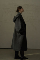 Hooded Elastic Cuff Long Coat