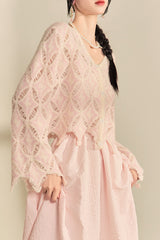 Cut-Out Woven Loose Cardigan