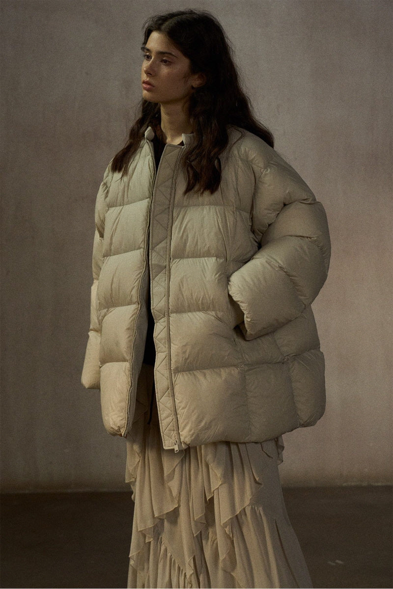 Quilted Crew Neck Down Jacket