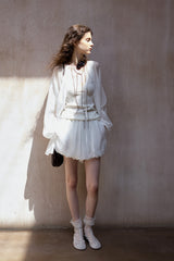 Lace-Up Shredded Cardigan
