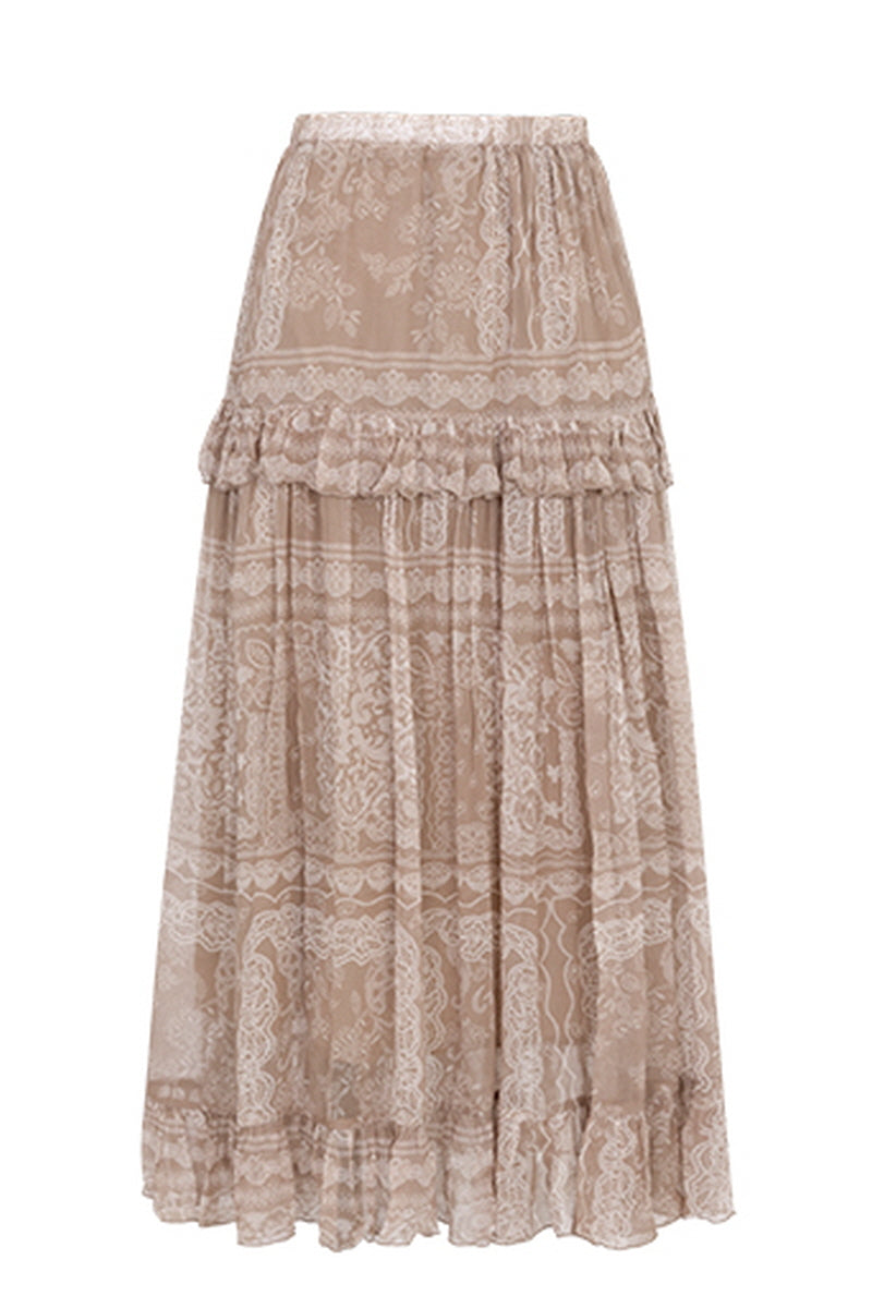 Layered Ruffle Maxi Skirt