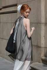 Halterneck Tie A-Line Dress