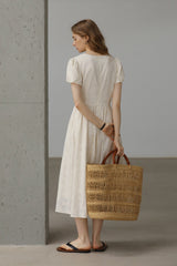 Gentle V-Neck Embroidered Long Dress